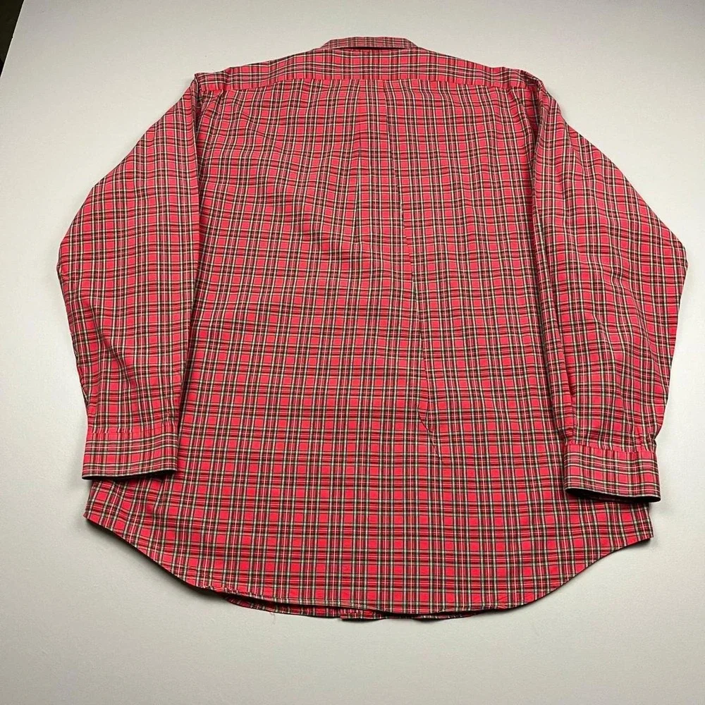 Ralph Lauren Button Down Shirt Mens XL Red Plaid Blake 100% Cotton Long Sleeve